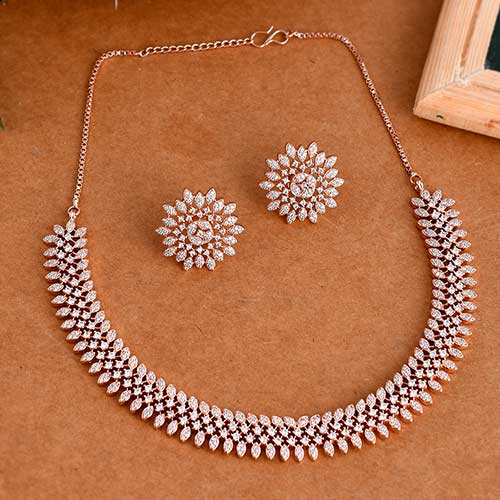 Brass Pink American Diamond Jewellery Set Jewellery online singapore