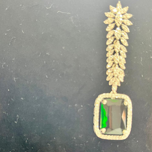 Lali's Special Edition American Diamond Jewelry Set | White Gold Plated | High-Quality CZ Diamonds | Green Necklace & Earring Set Online jewellery shopping