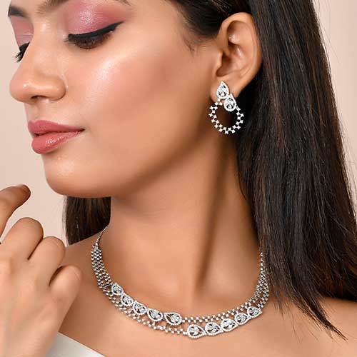 Brass American Diamond Jewellery Set Online jewellery shopping