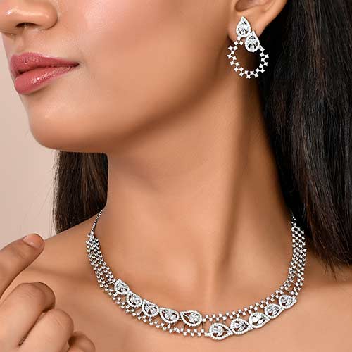 Brass American Diamond Jewellery Set Online jewellery shopping