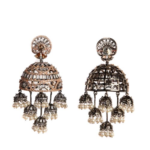 Antique Silver Black Finish Oversized Pearl Jhumkas – Jewellery Online jewellery shopping