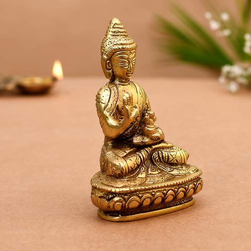 Indian handicraft Brass Buddha Statue Glossy Buddha statue for home