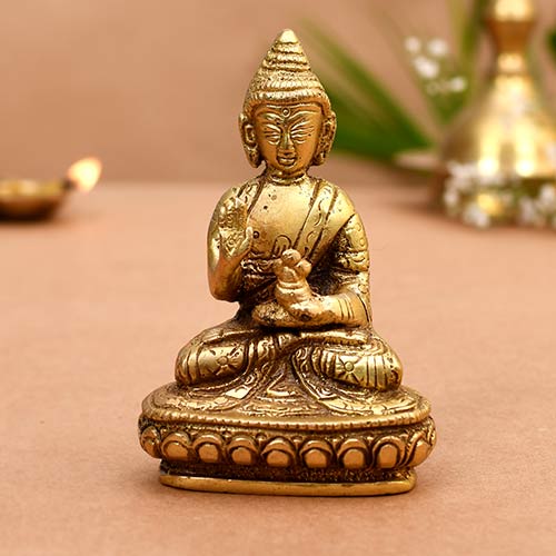 Indian handicraft Brass Buddha Statue Glossy Buddha statue for home