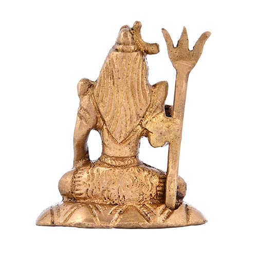 Indian handicraft Brass mini Shiva statue with Trishul and serpant in neck blessing his devotees Indian handicrafts online shopping