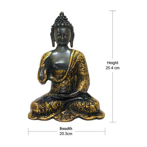 Indian handicraft Coloured Buddha (Black and Golden) Brass buddha statue