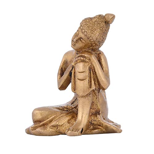Indian handicraft Brass Resting Buddha Statue Thinking Pack of 1 Brass buddha statue