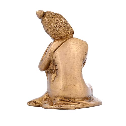 Indian handicraft Brass Resting Buddha Statue Thinking Pack of 1 Brass buddha statue