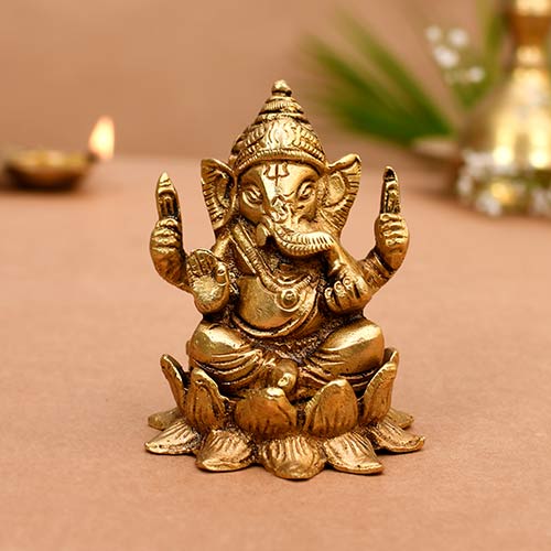 Indian handicraft Brass Laxmi Ganesha pair Set 2 in 1 Handicraft items online