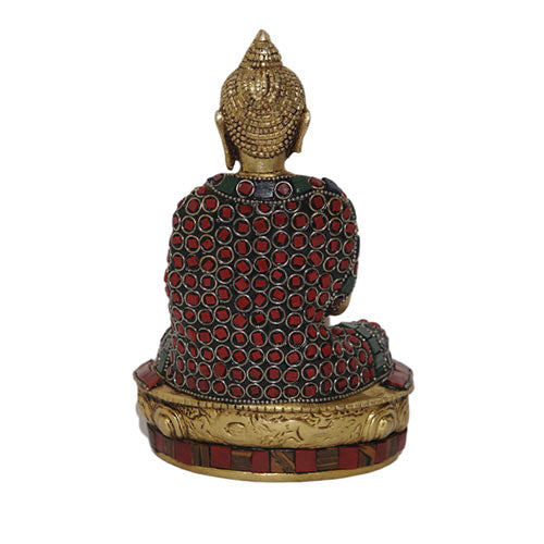 Indian handicraft Brass Buddha Statue with Stonework Brass buddha statue