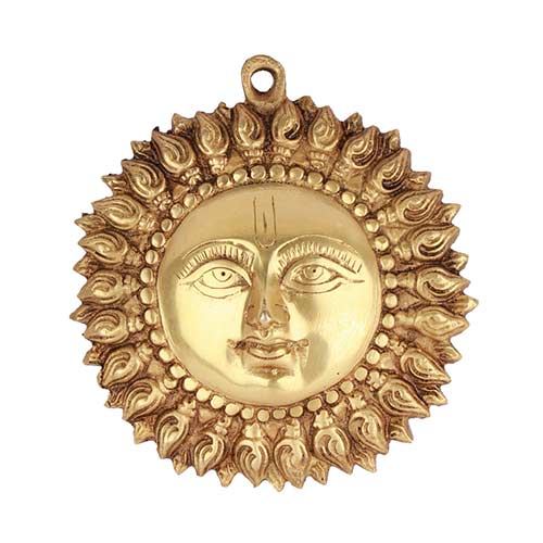 Metal Brass Sun Brass Surya Wall Hanging Decorative items for living room