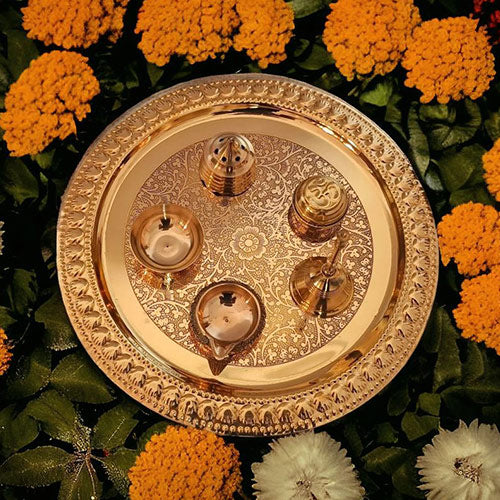 Brass pooja thali set online Brass pooja thali set online