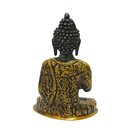 Indian handicraft Coloured Buddha (Black and Golden) Brass buddha statue