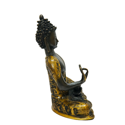 Indian handicraft Coloured Buddha (Black and Golden) Brass buddha statue