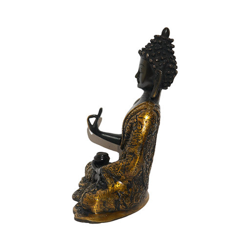 Indian handicraft Coloured Buddha (Black and Golden) Brass buddha statue