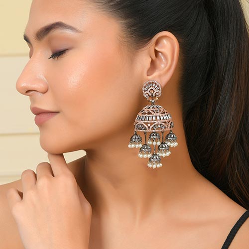 Antique Silver Black Finish Oversized Pearl Jhumkas – Jewellery Online jewellery shopping