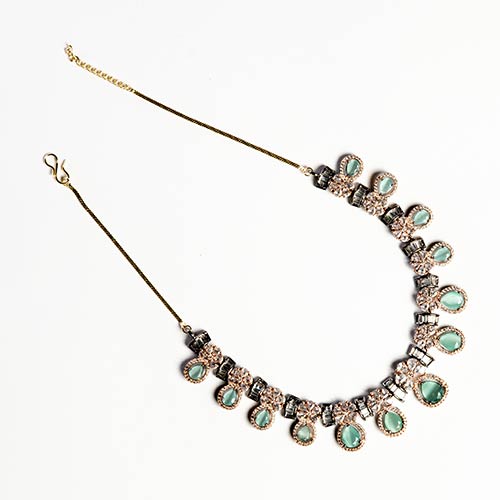 Elegant Turquoise Rose Gold Neckpiece Set with Earrings – Jewellery Set Affordable jewellery singapore