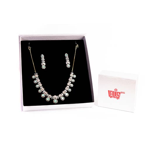 Elegant Turquoise Rose Gold Neckpiece Set with Earrings – Jewellery Set Affordable jewellery singapore