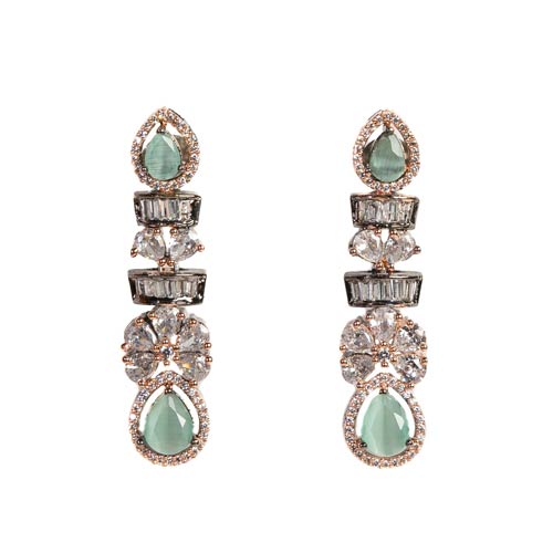 Elegant Turquoise Rose Gold Neckpiece Set with Earrings – Jewellery Set Affordable jewellery singapore