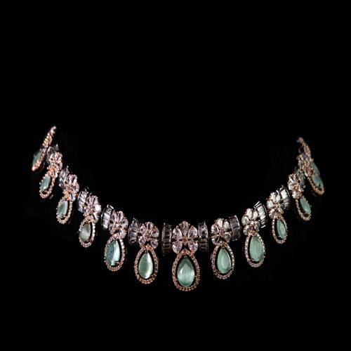 Elegant Turquoise Rose Gold Neckpiece Set with Earrings – Jewellery Set Affordable jewellery singapore
