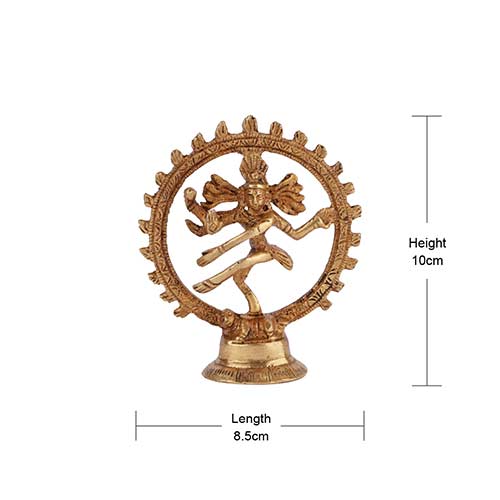 Golden Brass 4 Inches Lord Natraj Statue Decorative items for living room