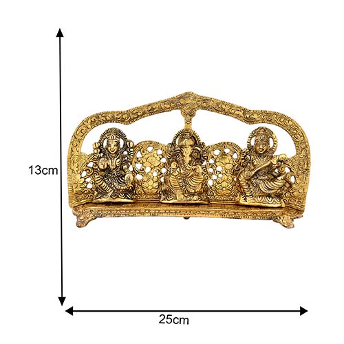 Indian handicraft Golden Metal Laxmi Ganesh Saraswati darbar Indian handicrafts online shopping