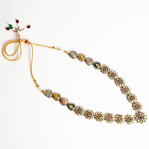 Multi-coloured Kundan Neckpiece with Earrings – Jewellery Set Jewellery online singapore
