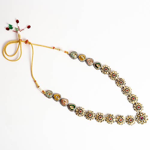Multi-coloured Kundan Neckpiece with Earrings – Jewellery Set Jewellery online singapore