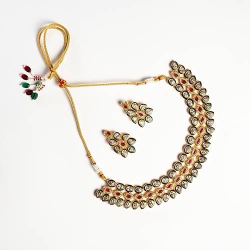 Multi-coloured Meenakari Neckpiece with Earrings – Jewellery Set Online jewellery shopping