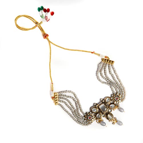 Grey Stone Gold Choker Necklace With Earrings Jewellery Set Online jewellery shopping