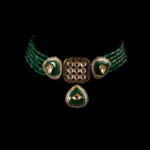 Green-tone Gold Choker Necklace – Jewellery Set Affordable jewellery singapore