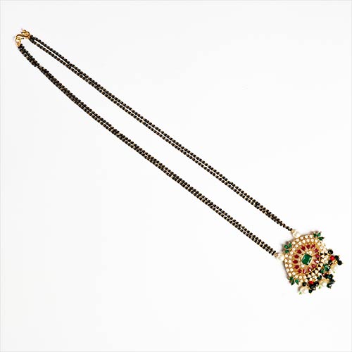 Black Multicolour Detailed Long Neckpiece Set with Earrings Affordable jewellery singapore