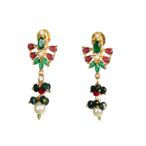 Black Multicolour Detailed Long Neckpiece Set with Earrings Affordable jewellery singapore