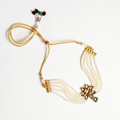 Pearl and White Stones Gold plated Choker Necklace Jewellery Set Affordable jewellery singapore