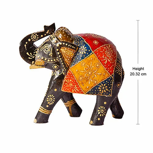 Handcrafted Wooden Elephant Uptrunk statue (8 inches) Decorative items for living room