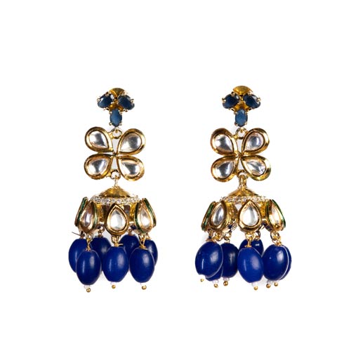 Jewellery Set – Royal Blue Stone Gold Plated Choker Set With Jhumki Affordable jewellery singapore