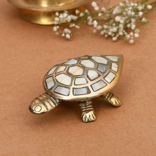 Indian Handicraft Brass Tortoise with mother of pearl Indian handicrafts online shopping