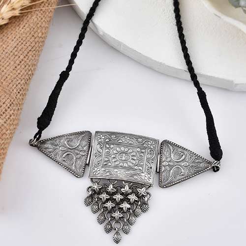 Brass Oxidised Choker Necklace in silver finish – Jewellery Jewellery online singapore