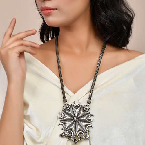 Brass Oxidized Locket with Brass chain Jewellery Jewellery online singapore