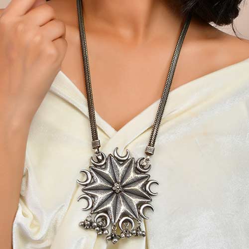 Brass Oxidized Locket with Brass chain Jewellery Jewellery online singapore