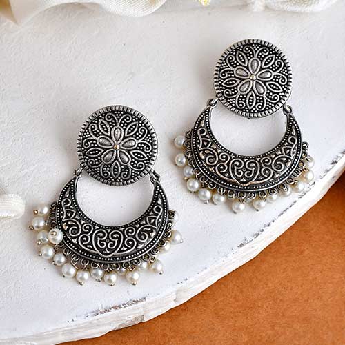 Brass Oxidized Chandbali Earring Jewellery online singapore