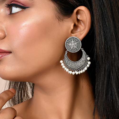 Brass Oxidized Chandbali Earring Jewellery online singapore