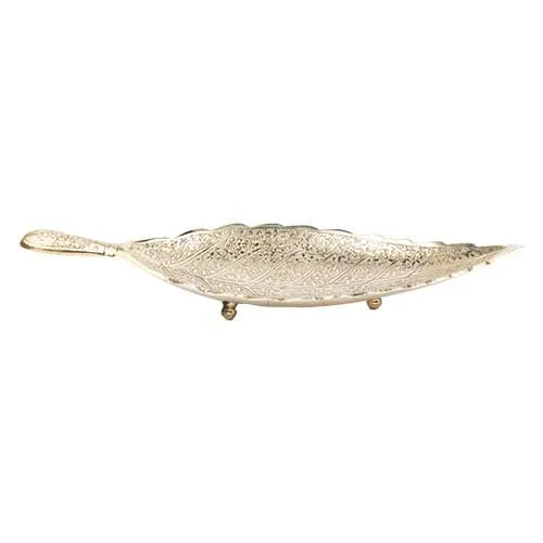 Indian Handicraft Golden Leaf Brass Serving Platter Indian handicrafts online shopping