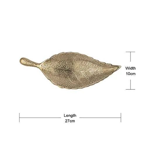 Indian Handicraft Golden Leaf Brass Serving Platter Indian handicrafts online shopping
