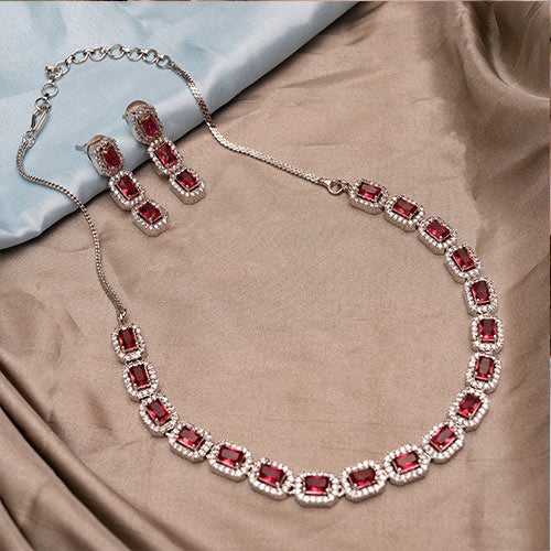 Brass Red American Diamond Jewellery Set Jewellery online singapore