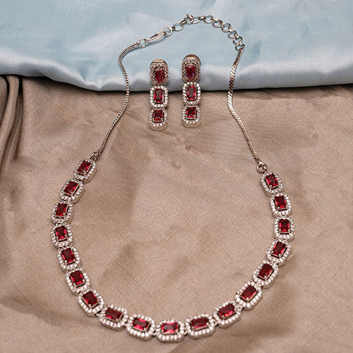 Brass Red American Diamond Jewellery Set Jewellery online singapore