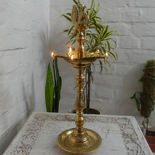 Indian handicraft Brass Diya Peacock Kuthu Vilakku/Inauguration Lamp 14 Handicraft items online