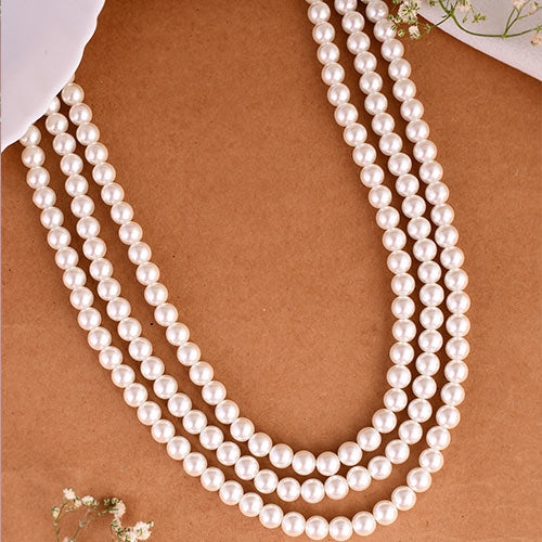 Cultured Pearl Necklace Triple layer White Pearls Affordable jewellery singapore