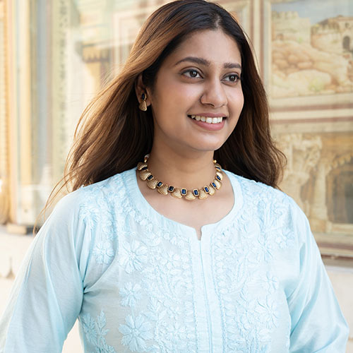 Gold plated Brass Choker Neckpiece with a pair of matching Jhumka earrings Affordable jewellery singapore