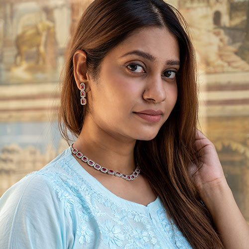 Brass Red American Diamond Jewellery Set Jewellery online singapore