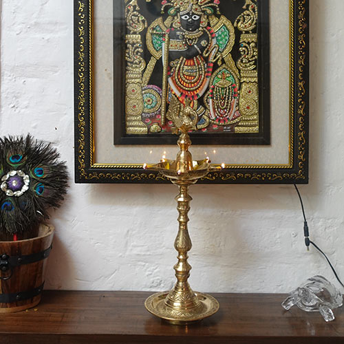 Indian handicraft Brass Diya Peacock Kuthu Vilakku/Inauguration Lamp 14 Handicraft items online